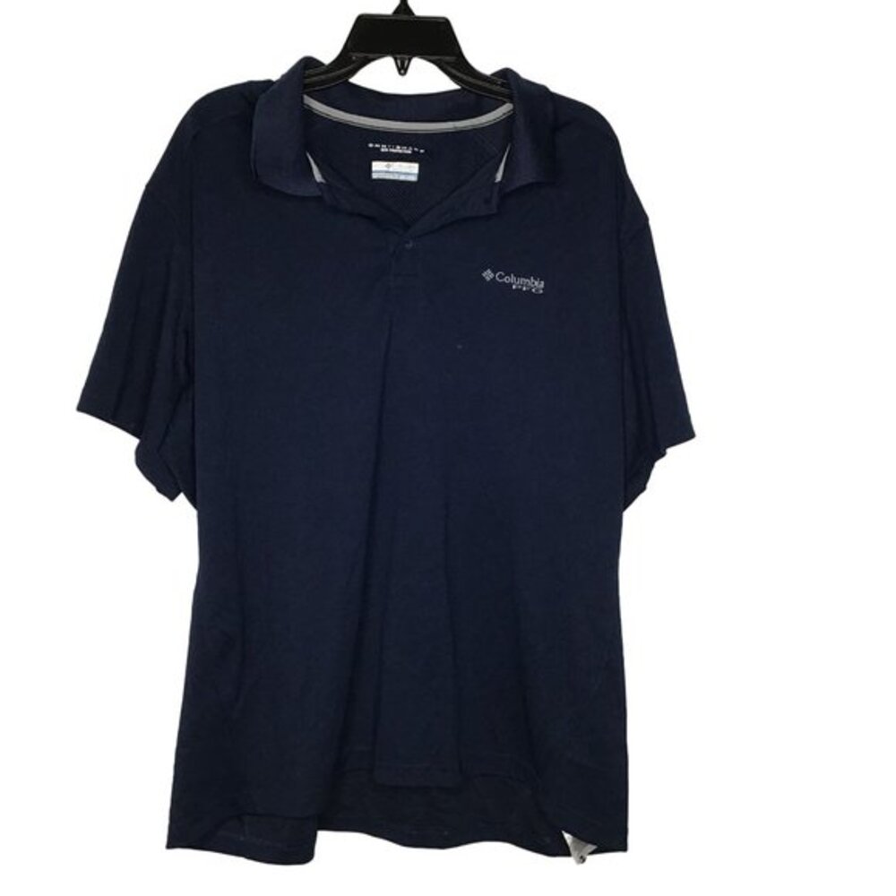 Columbia PFG Men Shirt Omni Shade Short Sleeve Navy Blue Size XXL Sun Protection